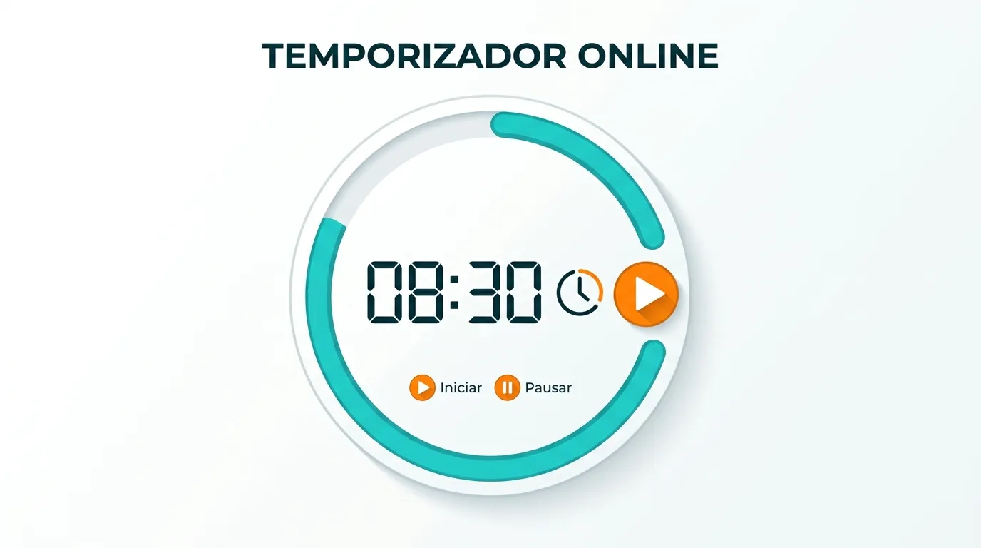Interfaz del temporizador online con cuenta regresiva circular, presets de duración y selector de alarma sonora